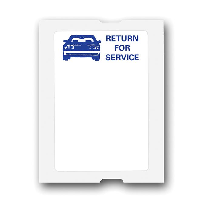 5 in 1 Static Cling Printing Supplies (Labels) Service Department Independent Automobile Dealers Association of California "Return for Service" Generic White Static Cling 2 1/4" x 1 1/2"