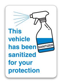 "Sanitized" Sticker Service Department Independent Automobile Dealers Association of California