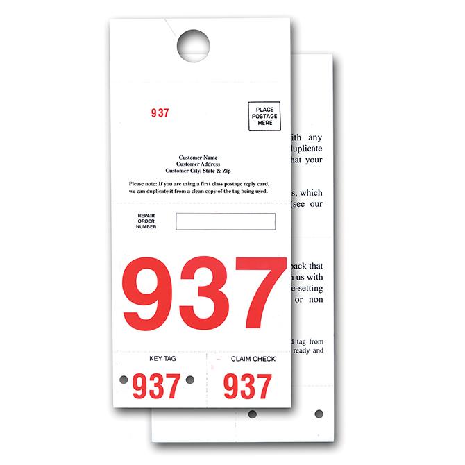 Custom Red 3-Digit Adver Tag™ 5 Part Dispatch Numbers Service Department Independent Automobile Dealers Association of California