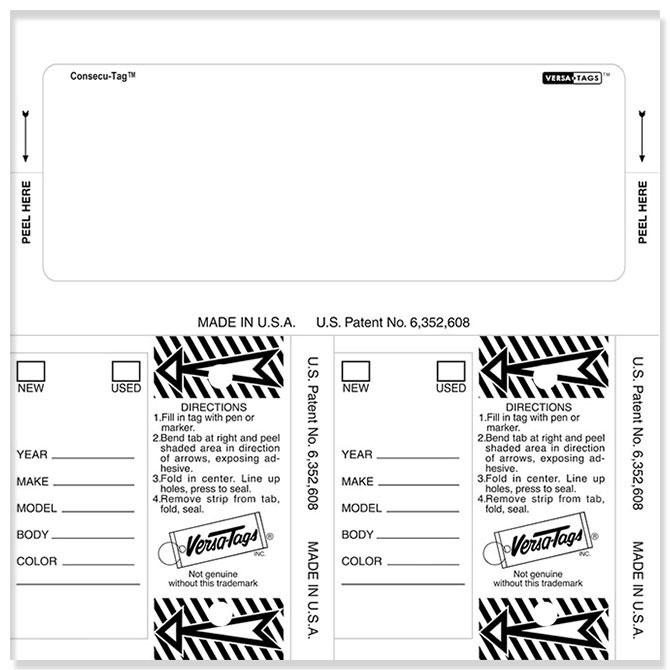 Consecu-Tags® Sales Department Independent Automobile Dealers Association of California Consecu-Tags White