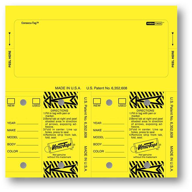 Consecu-Tags® Sales Department Independent Automobile Dealers Association of California Consecu-Tags Yellow