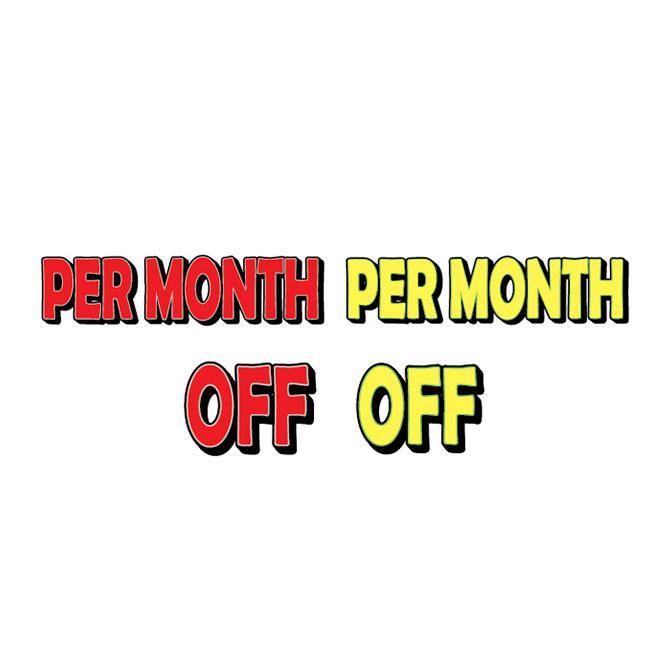 Giant Magnetic Slogans, Comma & Period Sales Department Independent Automobile Dealers Association of California Per Month Red with Gray Border