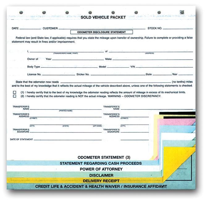 "Sold Vehicle" Combination Form Sales Department Independent Automobile Dealers Association of California