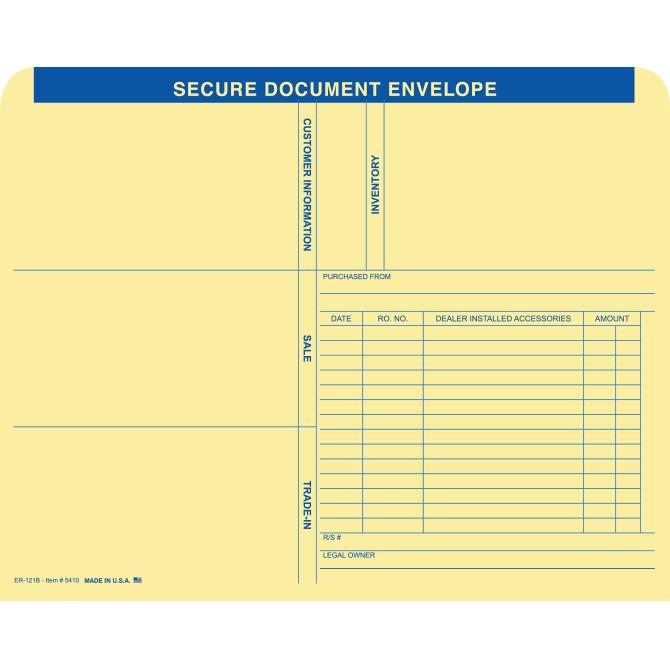 ERA* Deal Envelope (Deal Jacket) Sales Department Independent Automobile Dealers Association of California Blue 500 Per Box