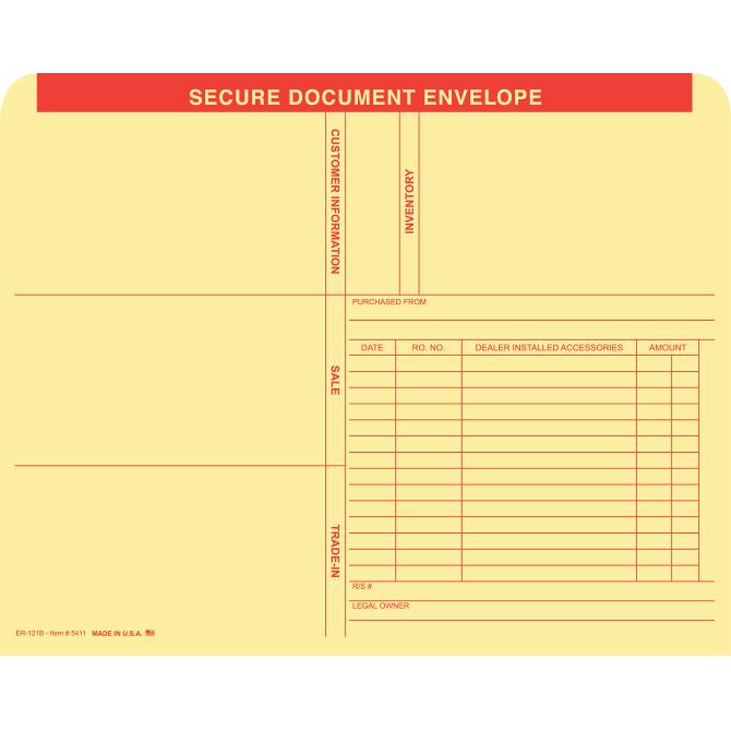 ERA* Deal Envelope (Deal Jacket) Sales Department Independent Automobile Dealers Association of California Red 500 Per Box