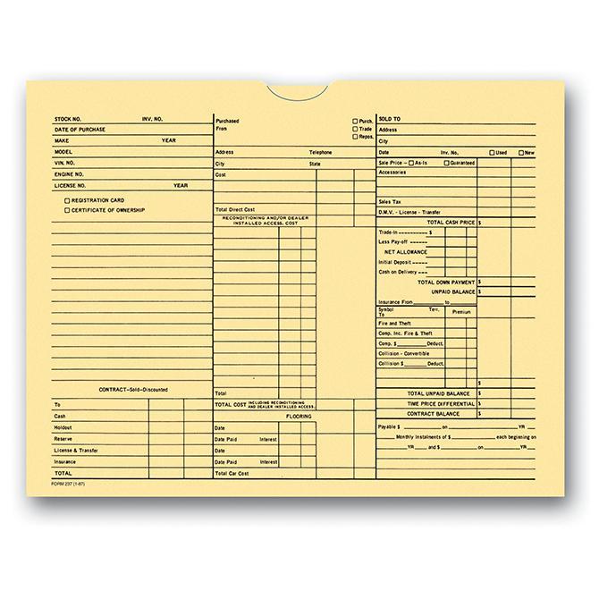 3-in-1 Deal Envelope (500 Per Box) Sales Department Independent Automobile Dealers Association of California