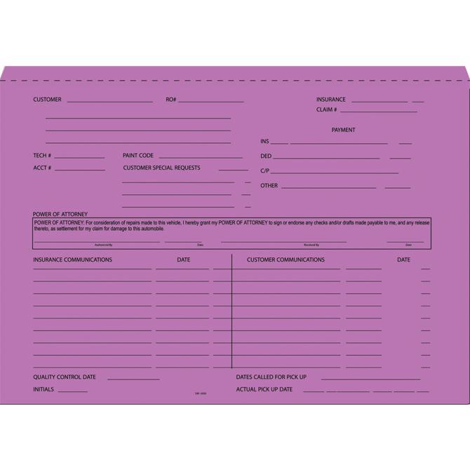 Custom Heavy Duty Deal Envelopes (Deal Jackets) Sales Department Independent Automobile Dealers Association of California Lavender