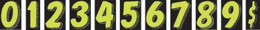 7 1/2" Number Window Stickers Sales Department Independent Automobile Dealers Association of California Fluoresent Green and Black 0