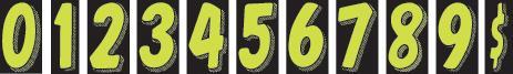 11 1/2" Number Window Stickers Sales Department Independent Automobile Dealers Association of California Fluoresent Green and Black 0