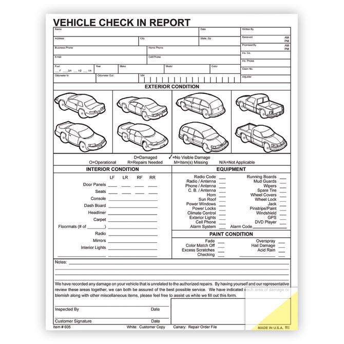 Vehicle Check in Report Body Shop Independent Automobile Dealers Association of California