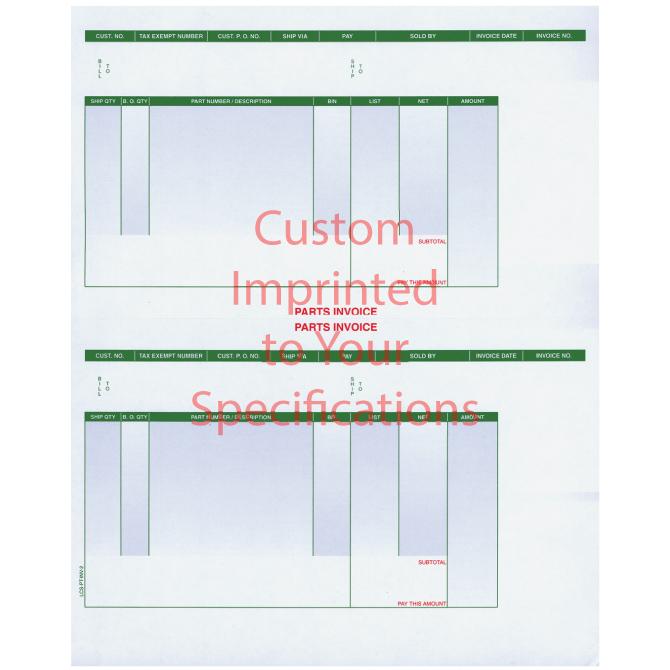 Imprinted Laser Part Invoices Parts Department Independent Automobile Dealers Association of California Perforated Laser Part Invoice