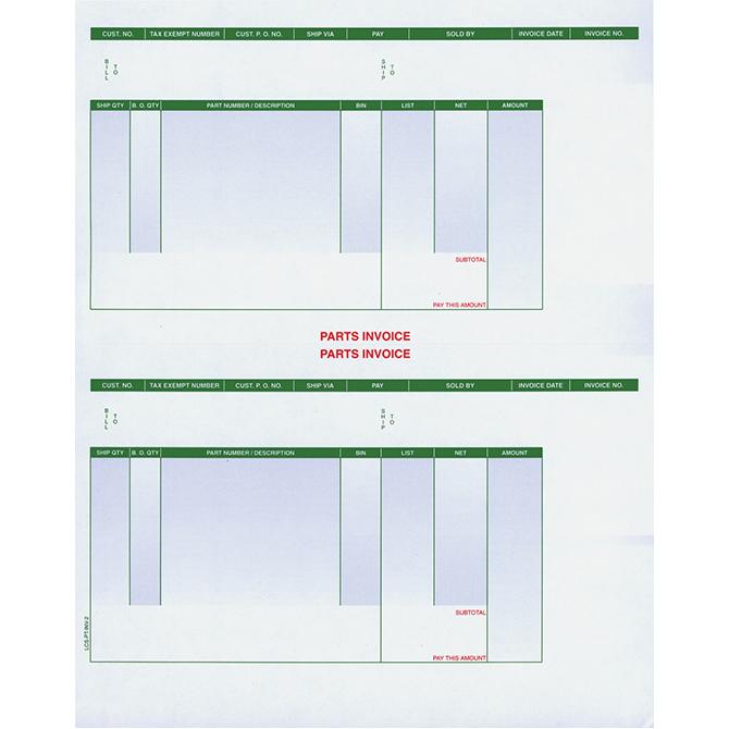 Laser Part Invoices Parts Department Independent Automobile Dealers Association of California Perforated Laser Part Invoice