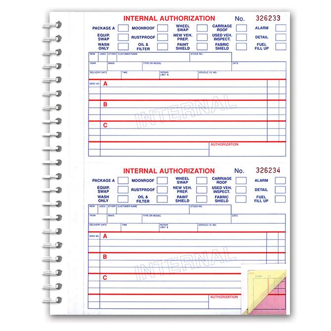 Internal Authorization Book Sales Department Independent Automobile Dealers Association of California