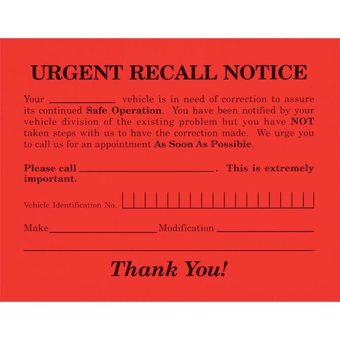 Urgent Recall Notice Service Department Independent Automobile Dealers Association of California