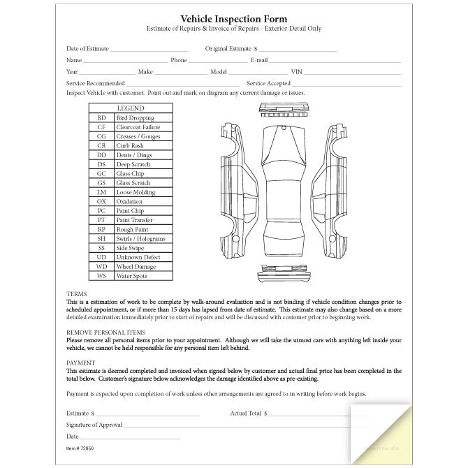 Vehicle Inspection & Estimate Form Service Department Independent Automobile Dealers Association of California