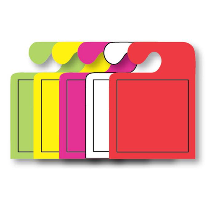 J-hook Mirror Hang Tags Sales Department Independent Automobile Dealers Association of California Blank with Border Fluorescent Red
