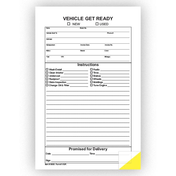 Vehicle Get Ready Form Office Forms Independent Automobile Dealers Association of California