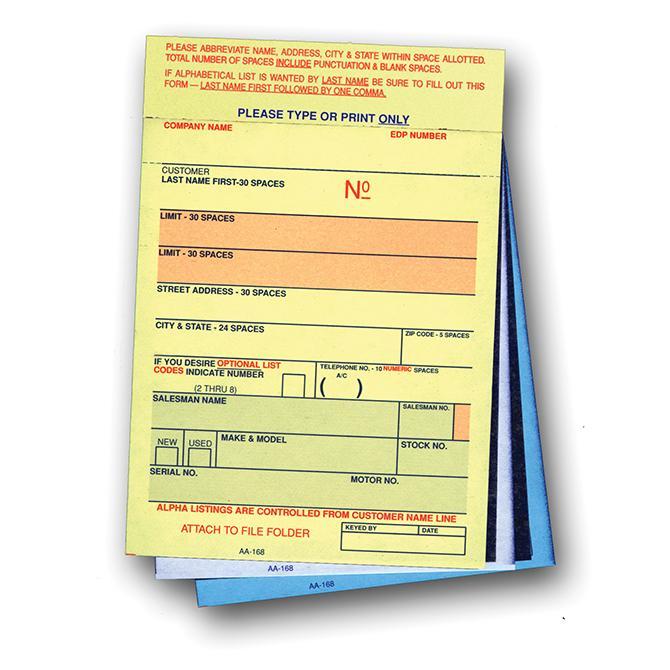Vehicle Deal Labels (3-Part) - Gummed Sales Department Independent Automobile Dealers Association of California (Form #AA-168 Plain)