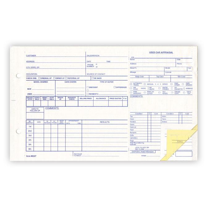 Used Vehicle Appraisal Forms Sales Department Independent Automobile Dealers Association of California