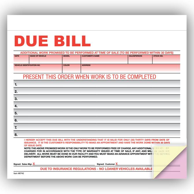 Due Bill Sales Department Independent Automobile Dealers Association of California