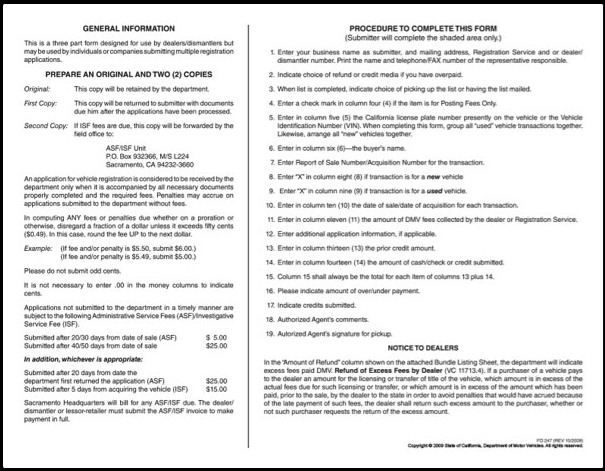 Transmittal of Registration Application