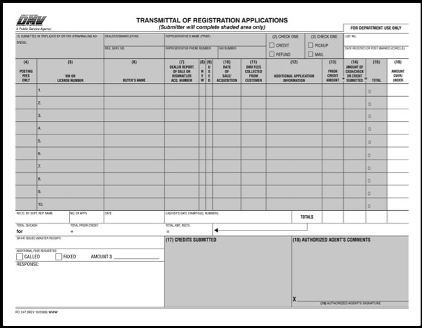 Transmittal of Registration Application