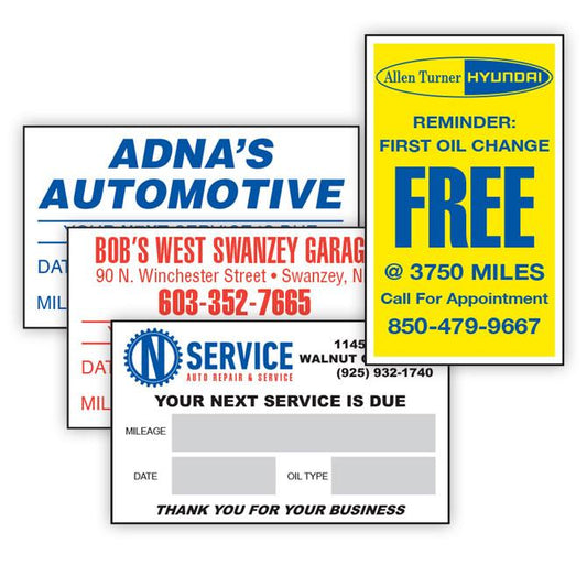 Custom Write-In Cut-Sheet Reminder Stickers Service Department Independent Automobile Dealers Association of California Static Cling