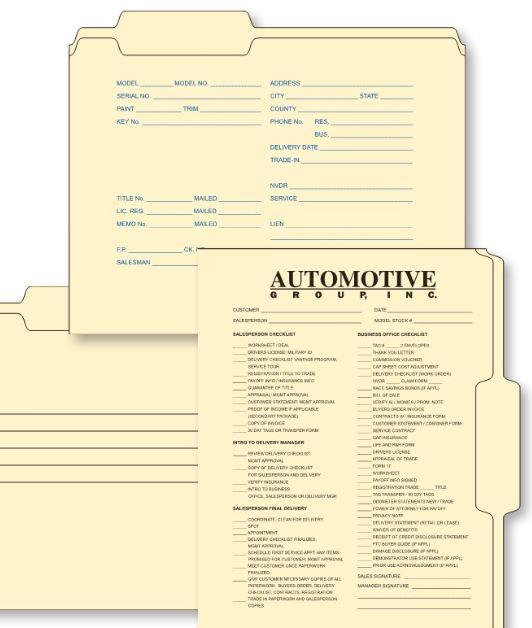 Imprinted 3 Tab File Folders Office Forms Independent Automobile Dealers Association of California