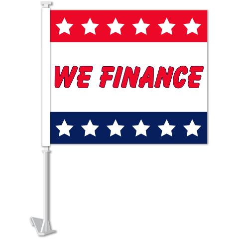 Clip-On Window Flags (Standard Flags) Sales Department Independent Automobile Dealers Association of California Patriotic - We Finance