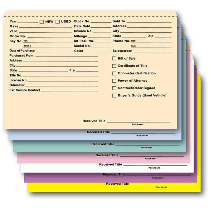 Heavy Duty Deal Envelopes (Deal Jackets) - Printed (100 Per Box) Sales Department Independent Automobile Dealers Association of California Buff