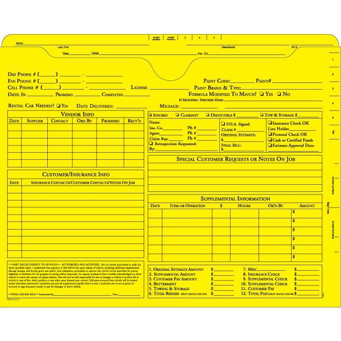 Ultra Heavy Duty Jackets - Pre-Printed (100 Per Box) Body Shop Independent Automobile Dealers Association of California Yellow