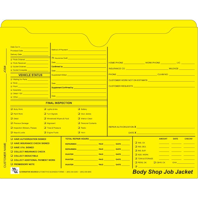 Custom Ultra Heavy Duty Deal Envelopes (Deal Jackets) Sales Department Independent Automobile Dealers Association of California Yellow