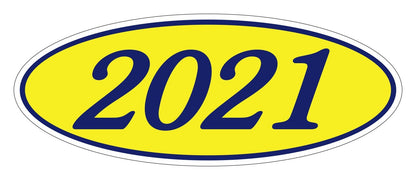 Oval Year Window Stickers Sales Department Independent Automobile Dealers Association of California 2021 Navy Blue on Yellow