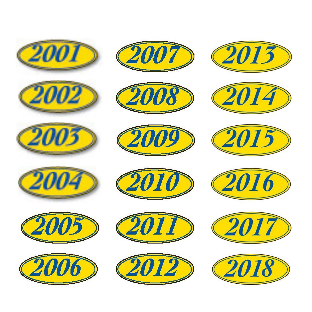 Oval Year Window Stickers Sales Department Independent Automobile Dealers Association of California 2001 Navy Blue on Yellow