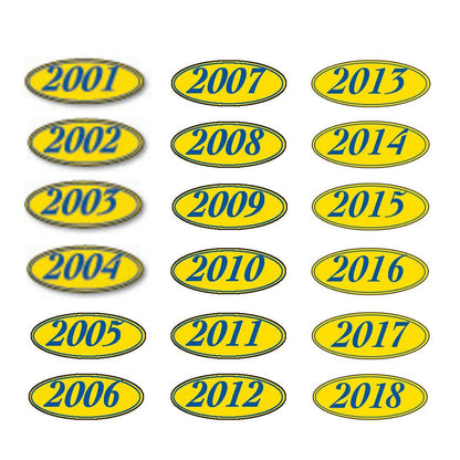 Oval Year Window Stickers Sales Department Independent Automobile Dealers Association of California 2001 Navy Blue on Yellow