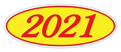 Oval Year Window Stickers Sales Department Independent Automobile Dealers Association of California 2021 Red on Yellow