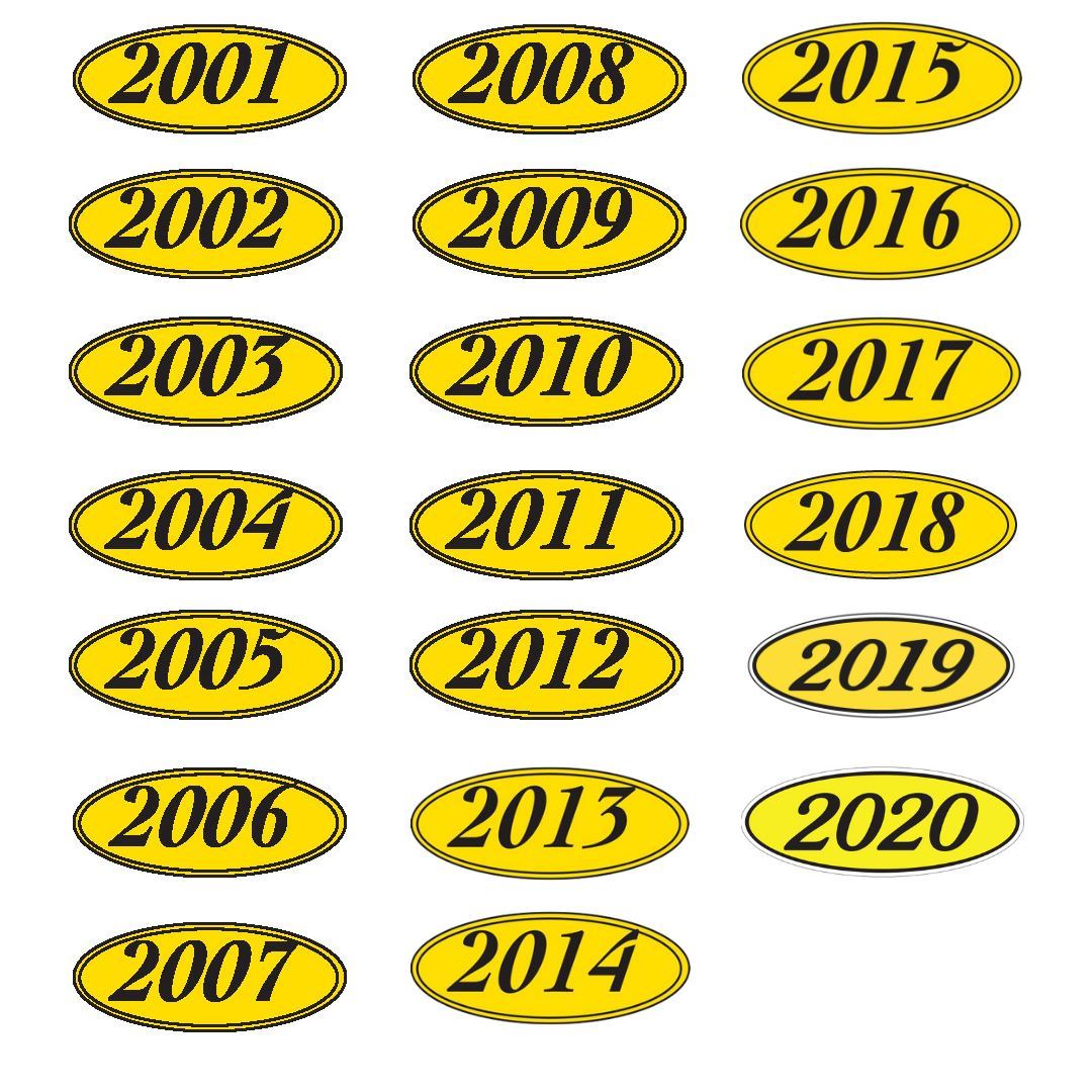 Oval Year Window Stickers Sales Department Independent Automobile Dealers Association of California 2001 Black on Yellow