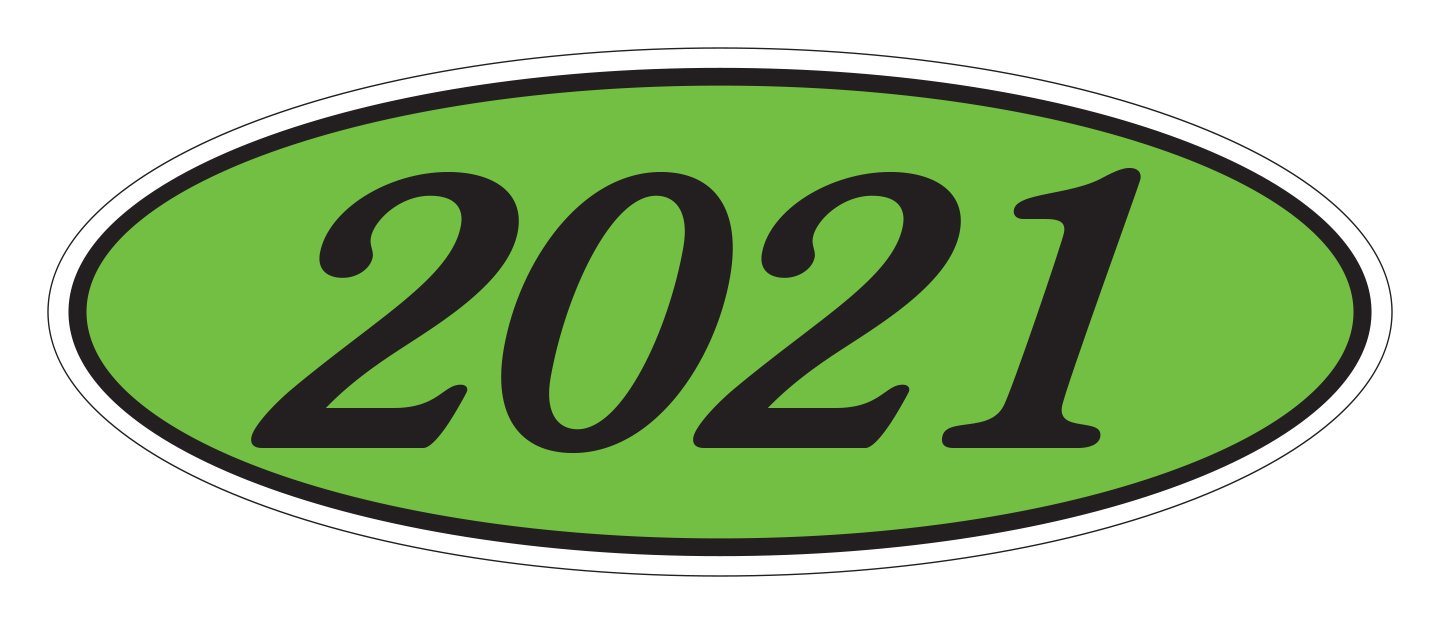 Oval Year Window Stickers Sales Department Independent Automobile Dealers Association of California 2021 Black on Green