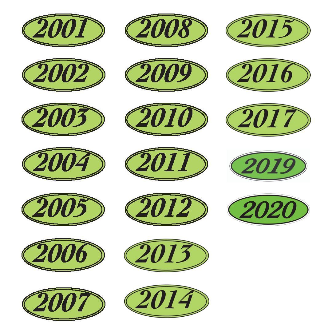 Oval Year Window Stickers Sales Department Independent Automobile Dealers Association of California 2001 Black on Green