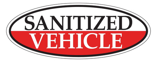 "Sanitized Vehicle" Window Sticker Sales Department Independent Automobile Dealers Association of California Red 