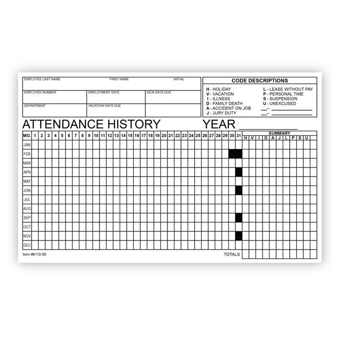 Employee Attendance Tracker Office Forms Independent Automobile Dealers Association of California