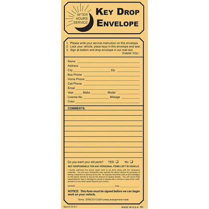 Kraft Key Drop Night Drop Envelopes (500 Per Box) Service Department Independent Automobile Dealers Association of California Kraft Key Drop No Checklist