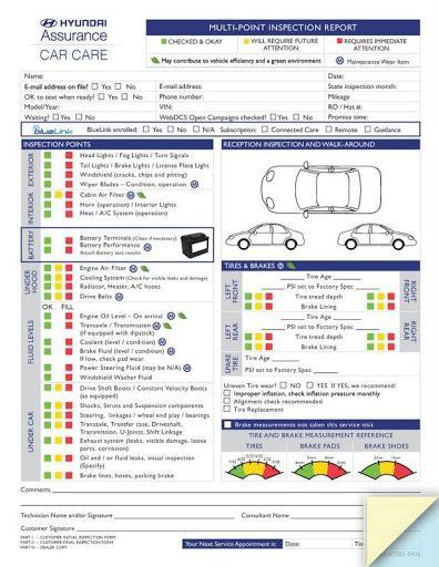 Multi-Point Inspection Forms - Hyundai Service Department Independent Automobile Dealers Association of California