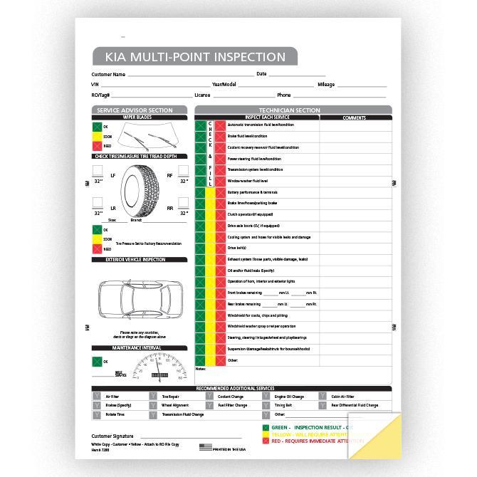 Multi-Point Inspection Forms - Kia Service Department Independent Automobile Dealers Association of California