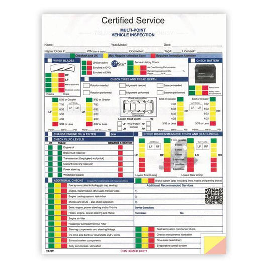 Multi-Point Inspection Forms - GM Service Department Independent Automobile Dealers Association of California