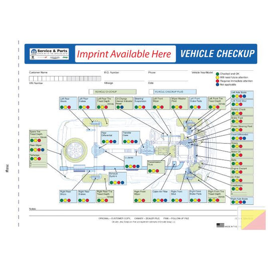 Imprinted Manufacturer Specific Multi-Point Inspection Forms Service Department Independent Automobile Dealers Association of California Chrysler