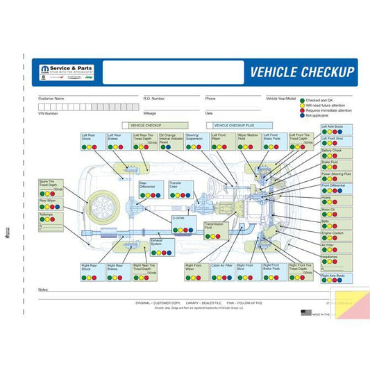 Multi-Point Inspection Forms - Chrysler Service Department Independent Automobile Dealers Association of California