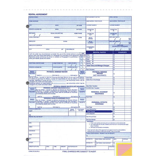 Rental Agreement Service Department Independent Automobile Dealers Association of California (Form #CFD-252-PA4)