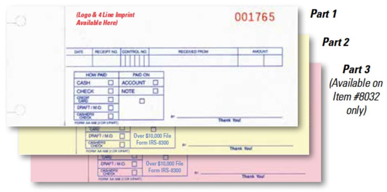 Imprinted Cash Receipts Office Forms Independent Automobile Dealers Association of California