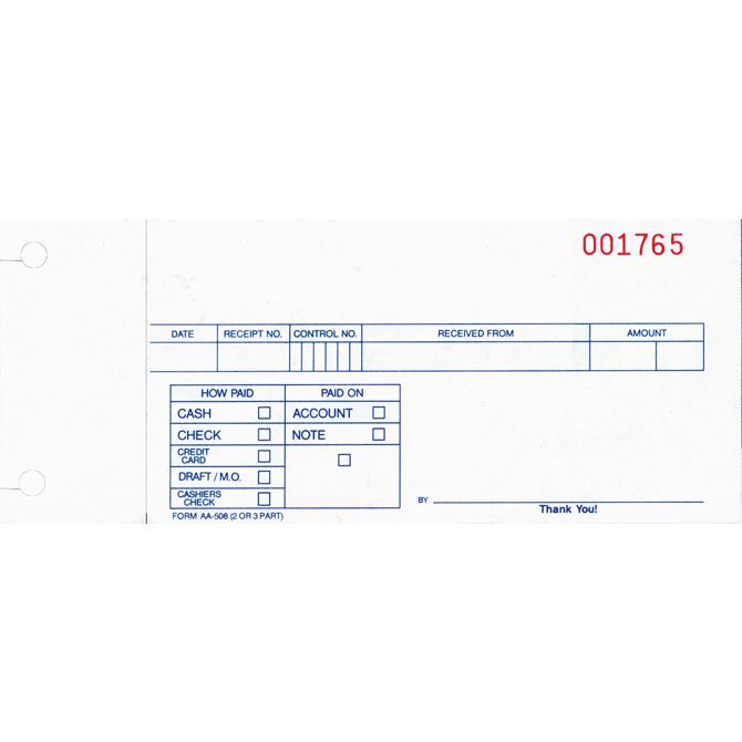 Cash Receipts Office Forms Independent Automobile Dealers Association of California 2-Part